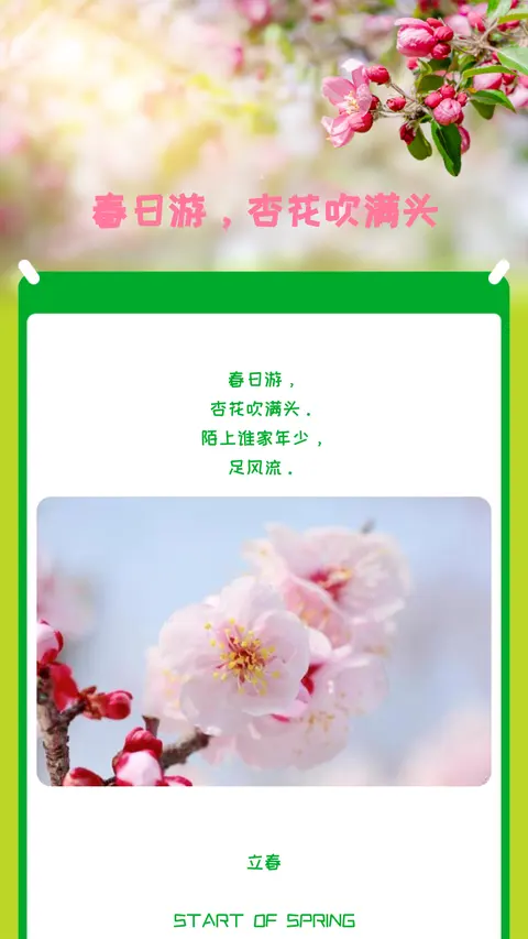 春日游，杏花吹满头