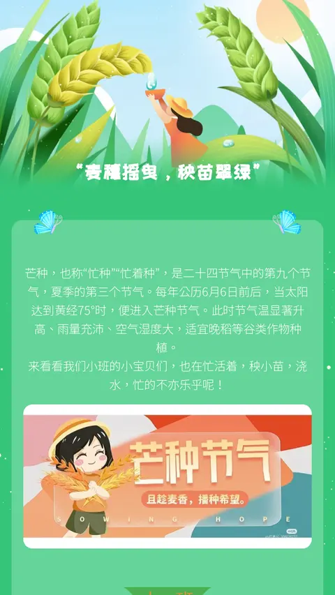 “麦穗摇曳，秧苗翠绿”
